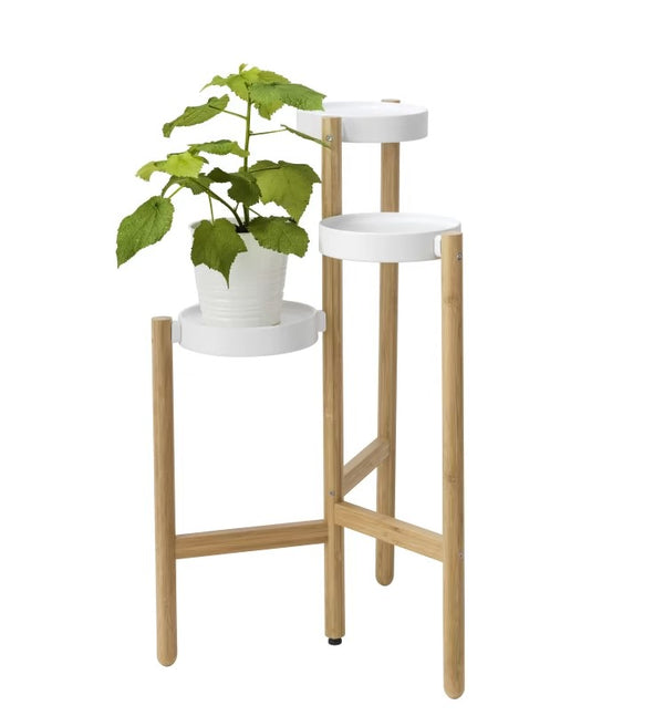 SATSUMAS Plant stand, Bamboo/white, 78cm